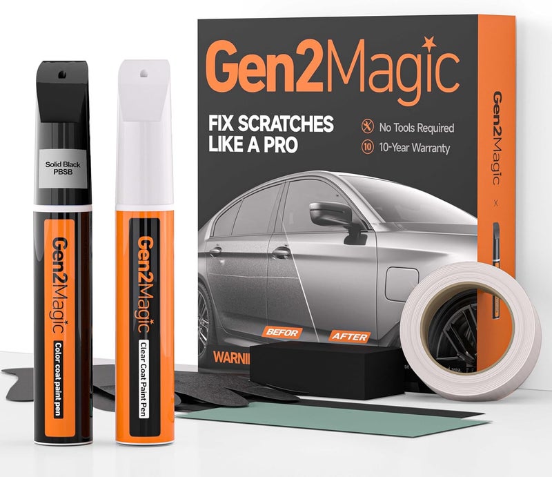 Gen2Magic Solid Black Touch Up Paint Pen Kit for Telsa Y 3 S X [Clear Coat Included], PBSB Color Match for Scratches, Rock Chips, Bumper Dings, Easy Scratch Repair & Rust Remover for Tesla Owners - Image 1